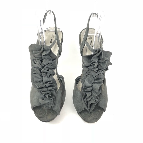 Wild Diva 10 Ruffle Open Toe Sandals Heels - Picture 3 of 8